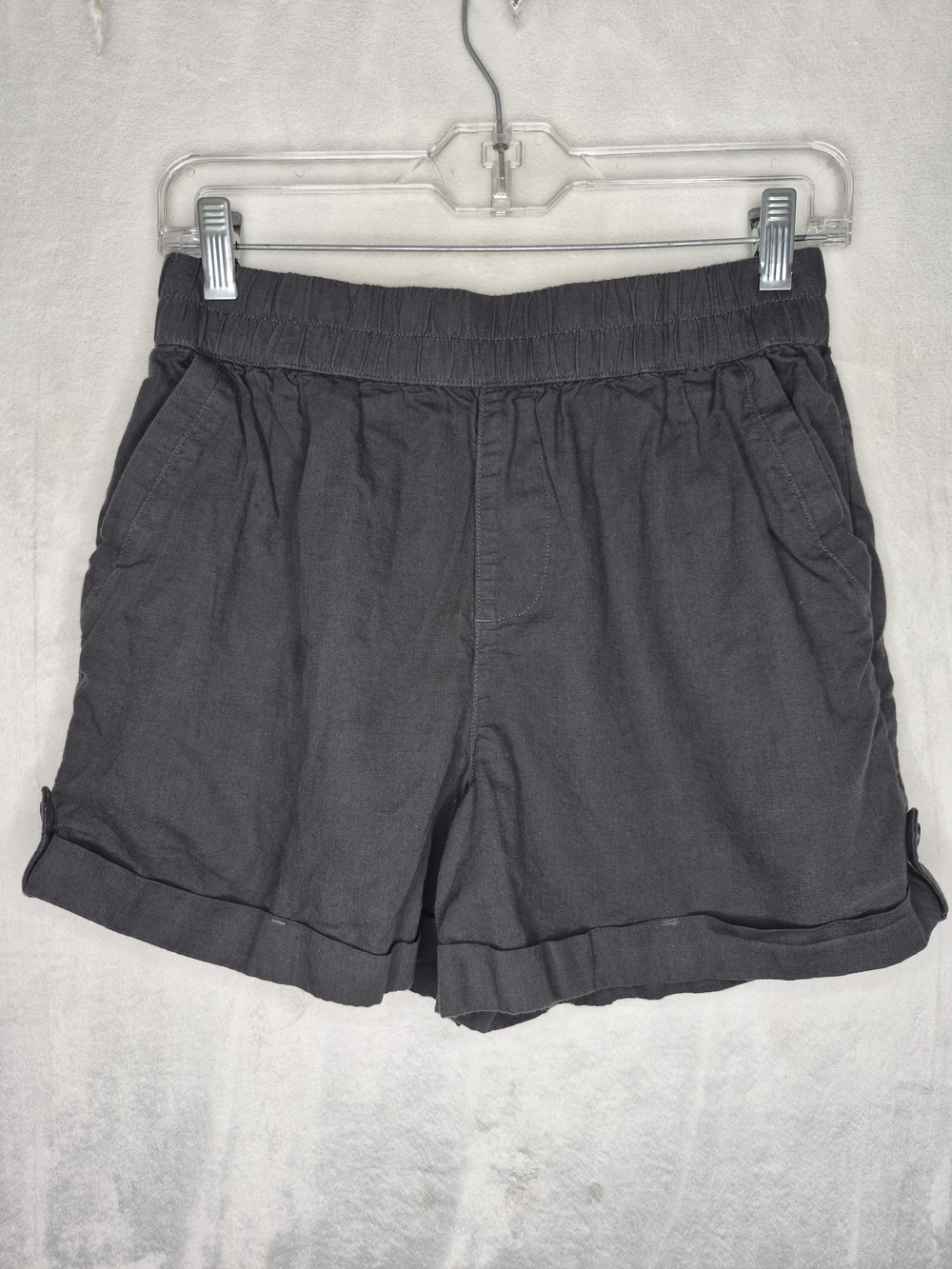 PACT Organic Cotton Linen Shorts Charcoal Gray Womens Small
